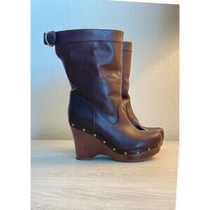 UGG Brown Leather Wedge Boots